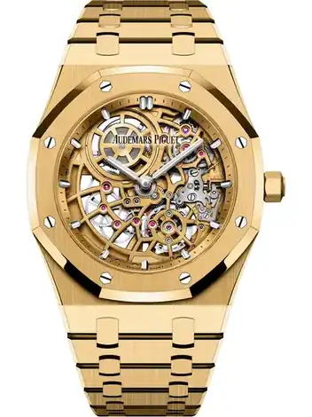 Audemars Piguet “Jumbo” Extra-Thin Openworked, 18-carat yellow gold · 39 mm 16204BA.OO.1240BA.01