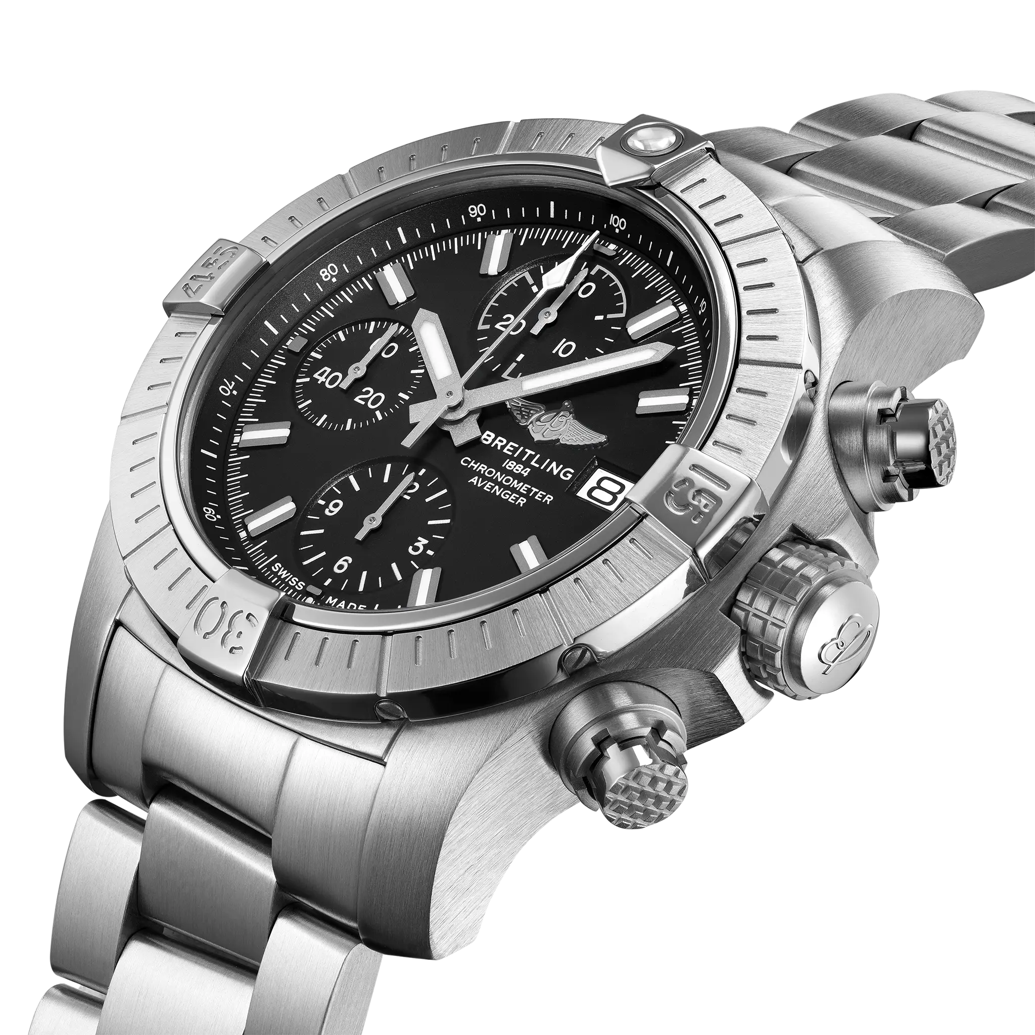 Breitling Avenger Chronograph 43, Stainless steel · 43 mm · Black A13385101B1A1