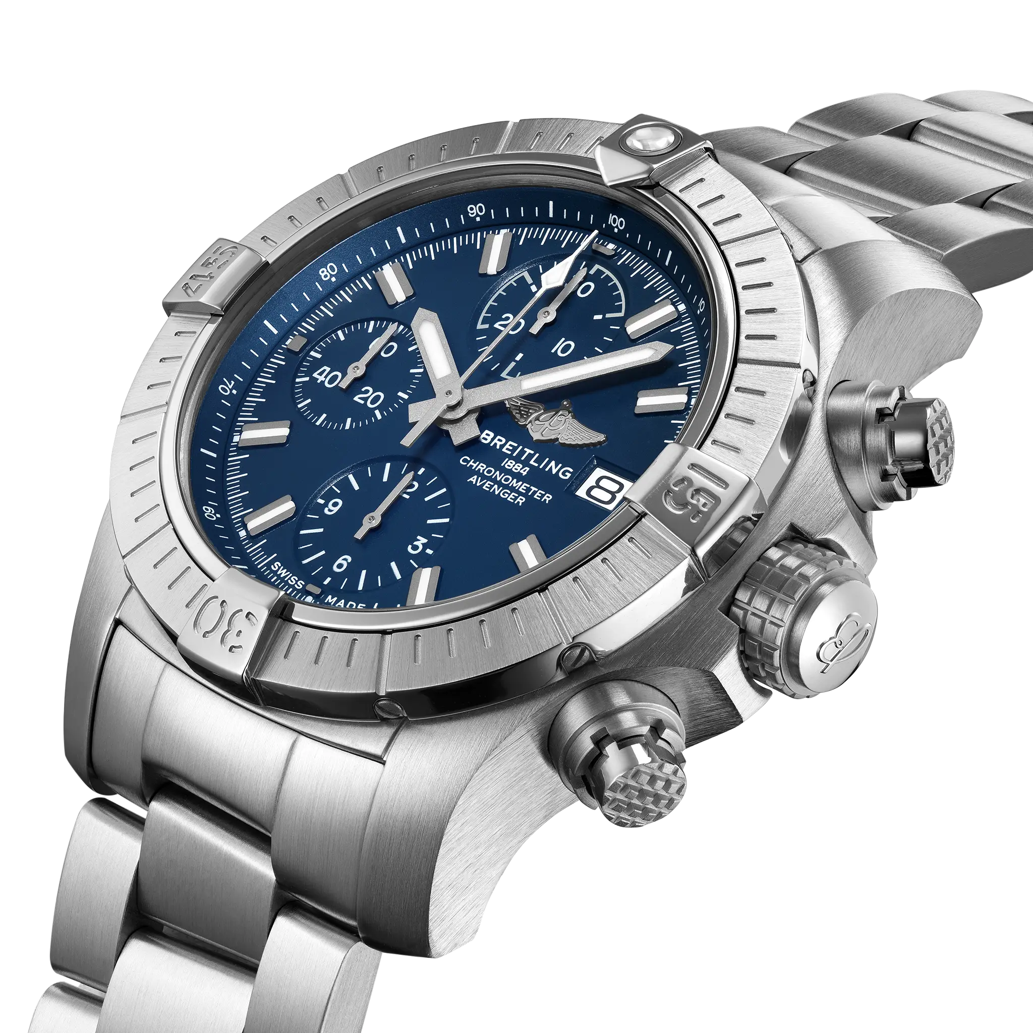Breitling Avenger Chronograph 43, Stainless steel · 43 mm · Blue A13385101C1A1