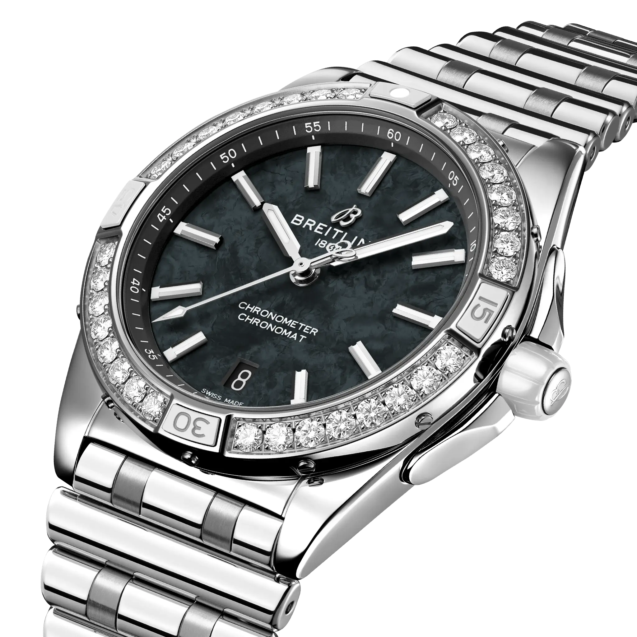 Breitling Super Chronomat Automatic 38, Stainless steel · 38 mm · Black mother-of-pearl A173561A1B1A1