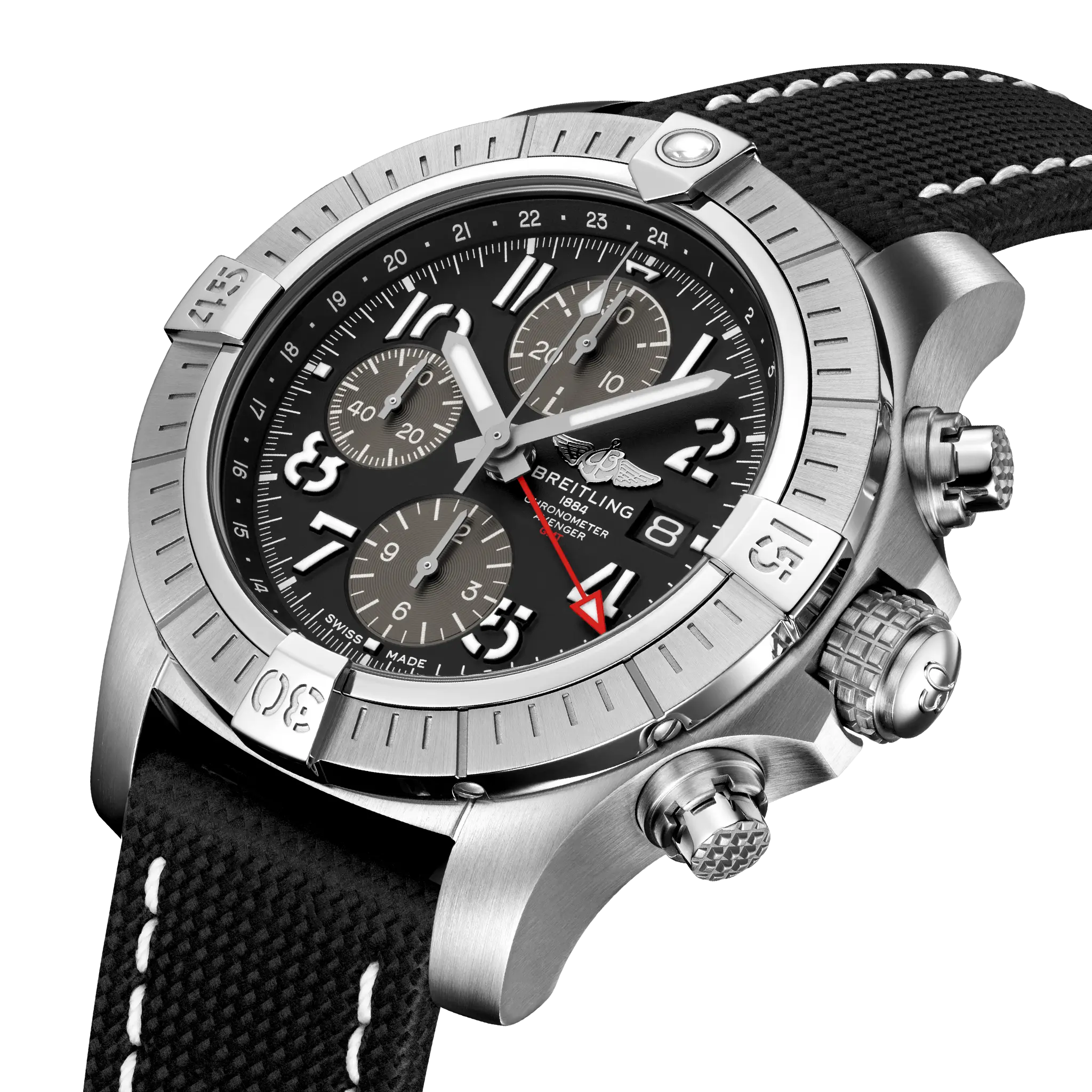 Breitling Avenger Chronograph GMT 45, Stainless steel · 45 mm · Black A24315101B1X1