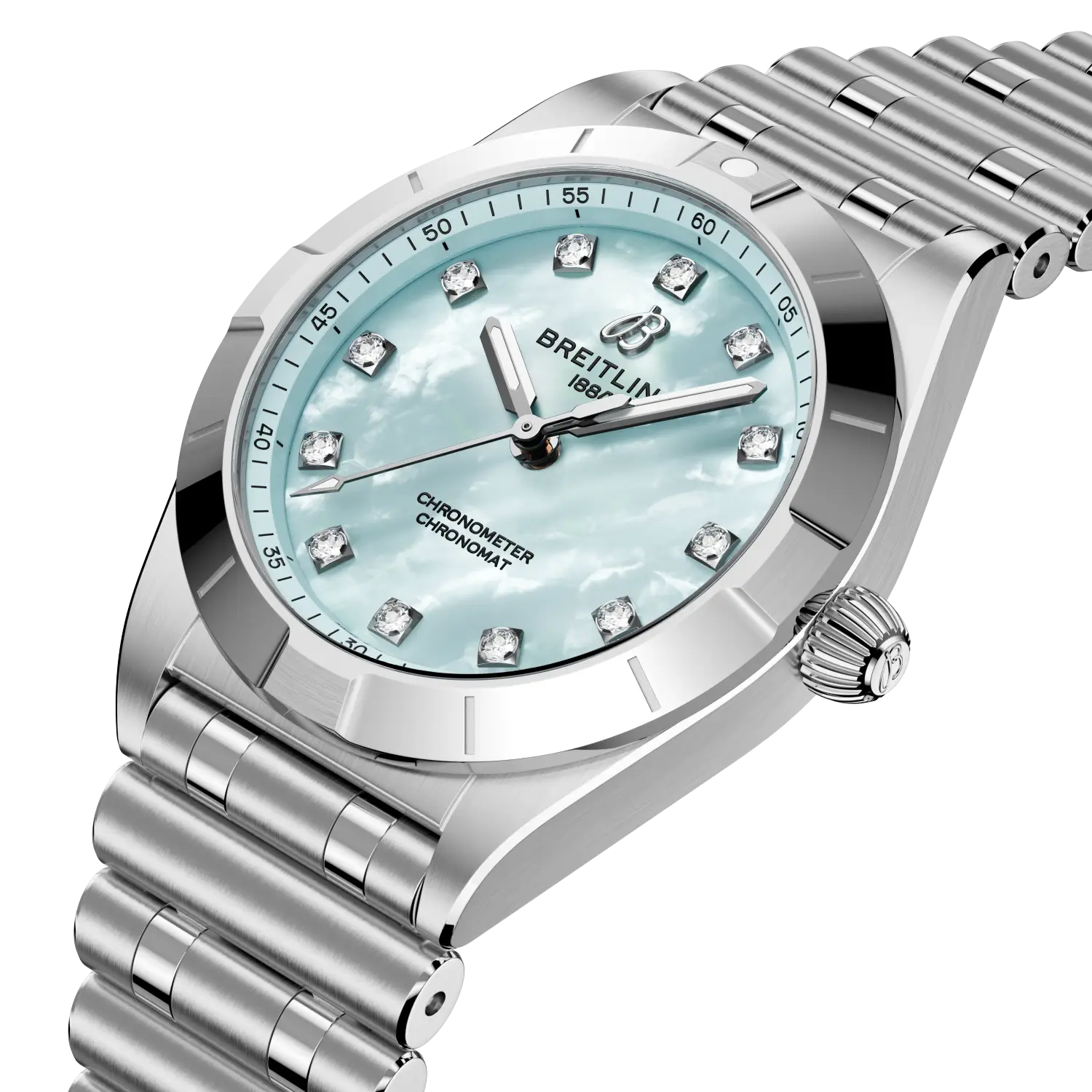 Breitling Chronomat 28, Stainless steel · 28 mm · Blue mother-of-pearl A72310101C1A1