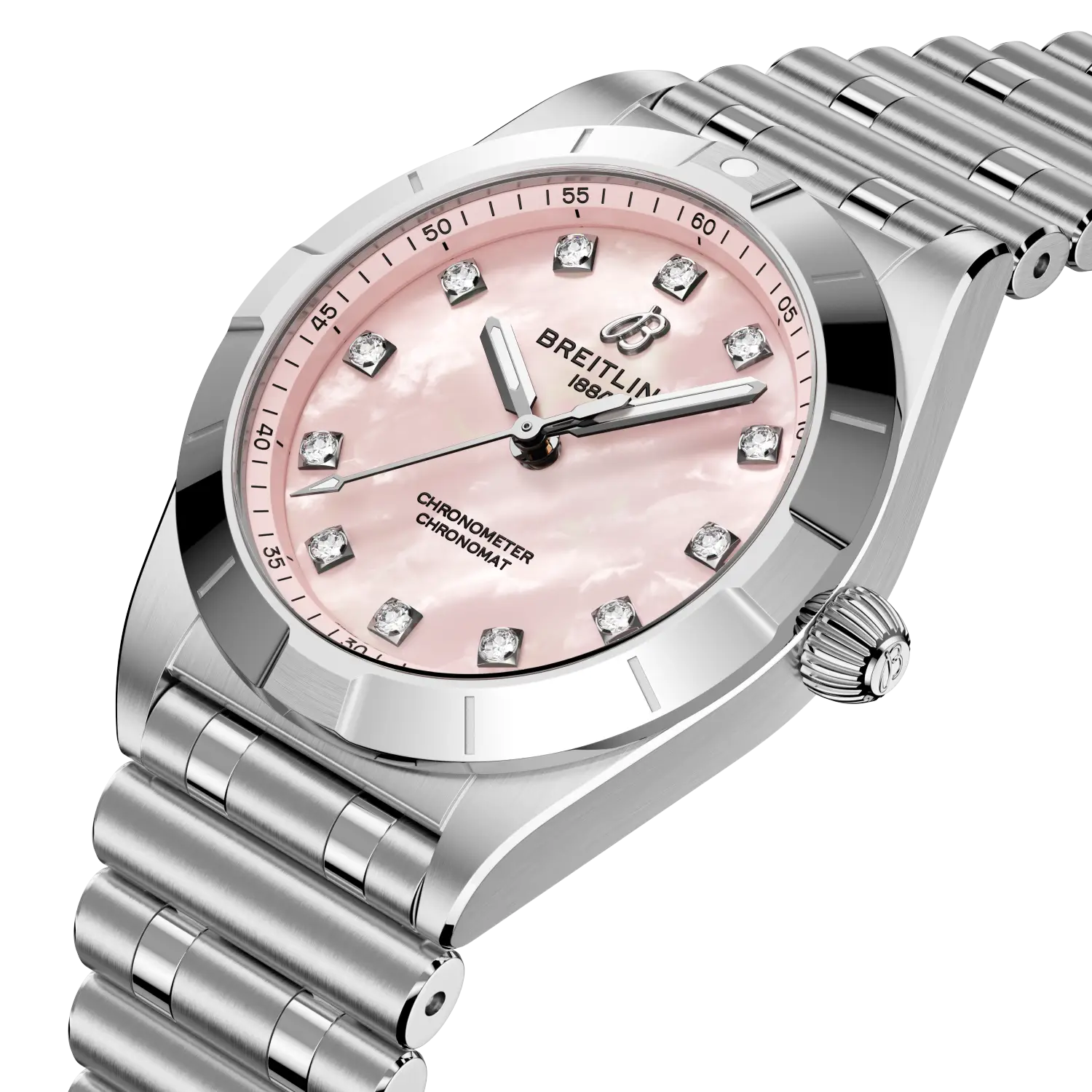 Breitling Chronomat 28, Stainless steel · 28 mm · Pink mother-of-pearl A72310101K1A1