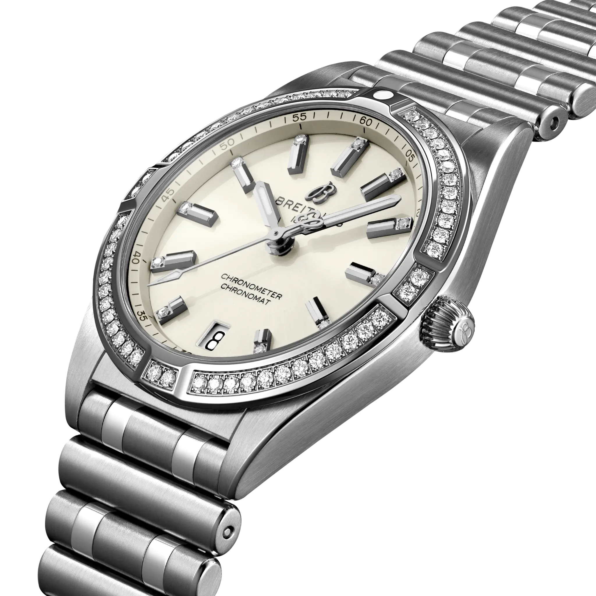 Breitling Chronomat 32, Stainless steel (gem-set) · 32 mm · White A77310591A1A1
