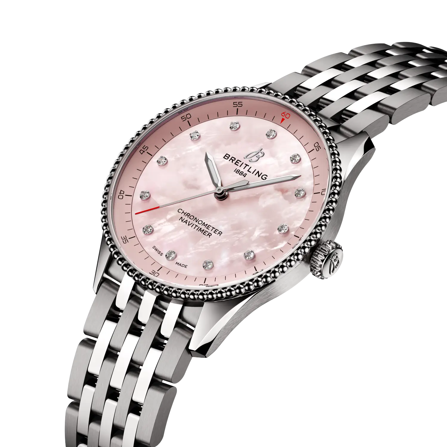 Breitling Navitimer 32, Stainless steel · 32 mm · Pink mother-of-pearl A77320D91K1A1