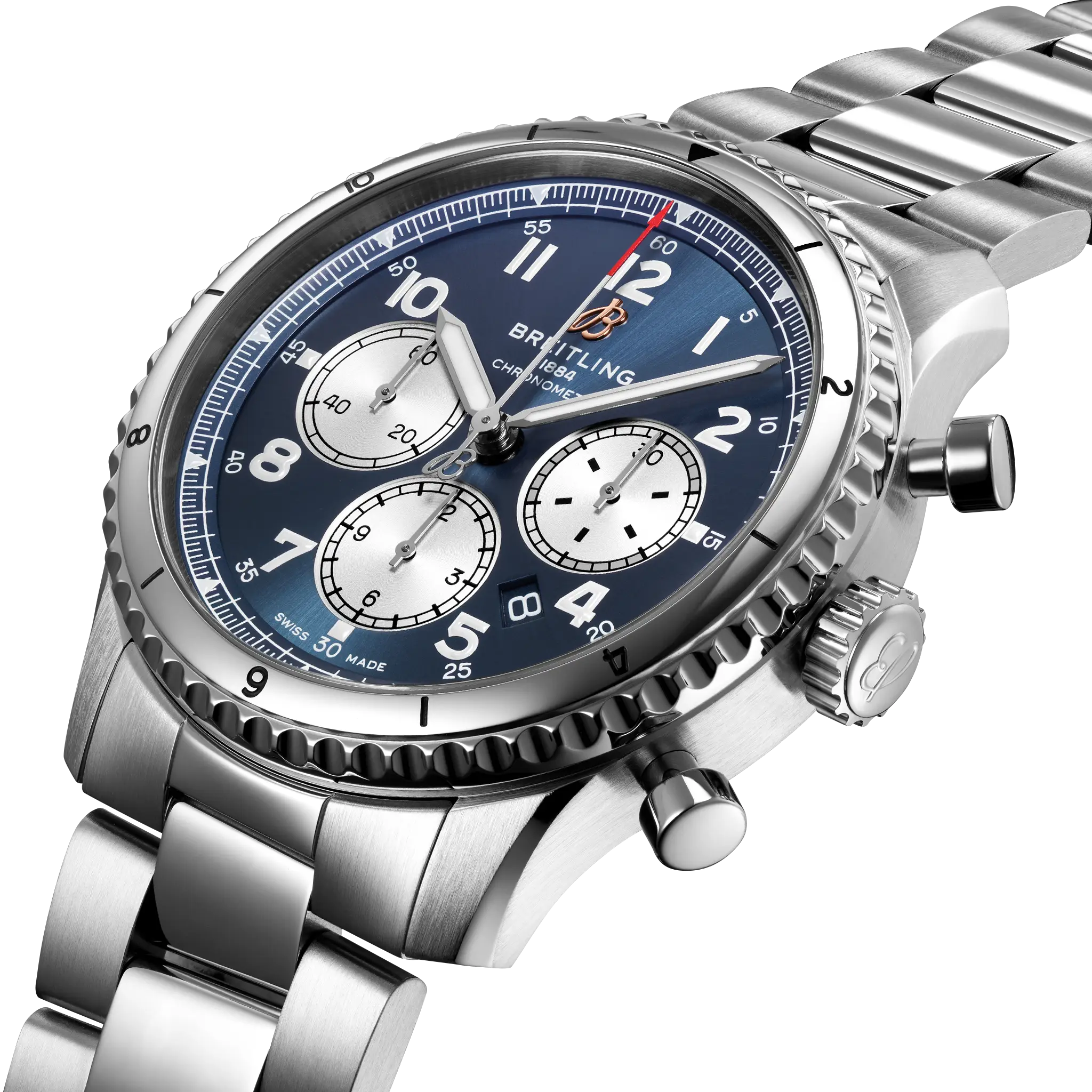 Breitling Aviator 8 B01 Chronograph 43, Stainless steel · 43 mm · Blue AB0119131C1A1