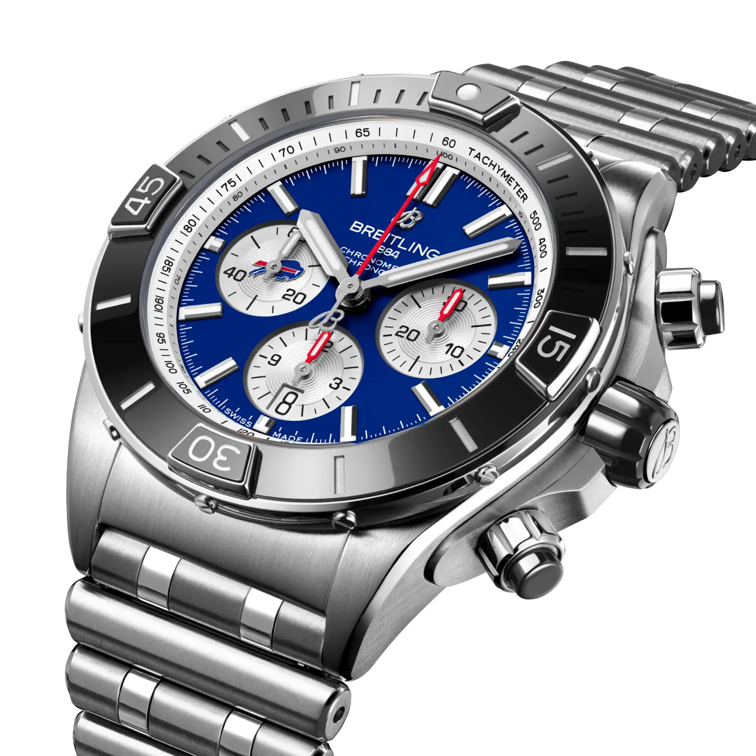 Breitling Super Chronomat B01 Chronograph 44 NFL Buffalo Bills Edition, Stainless steel · 44 mm · Blue AB01361C1C4A1