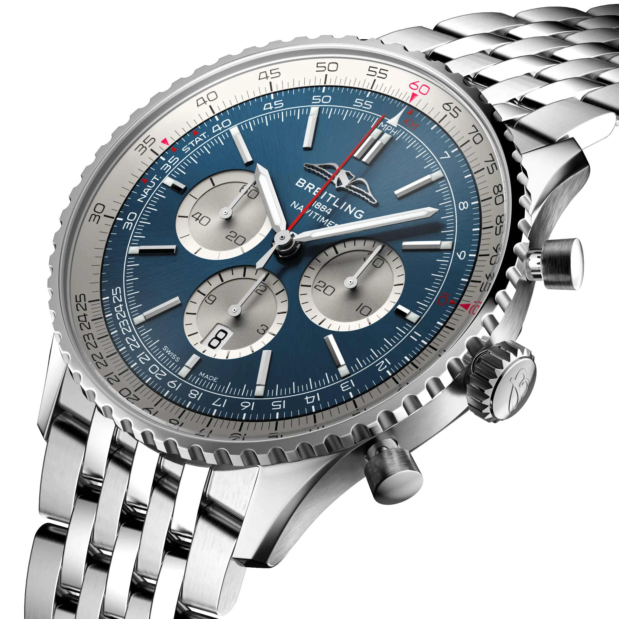 Breitling Navitimer B01 Chronograph 46, Stainless steel · 46 mm · Blue AB0137211C1A1