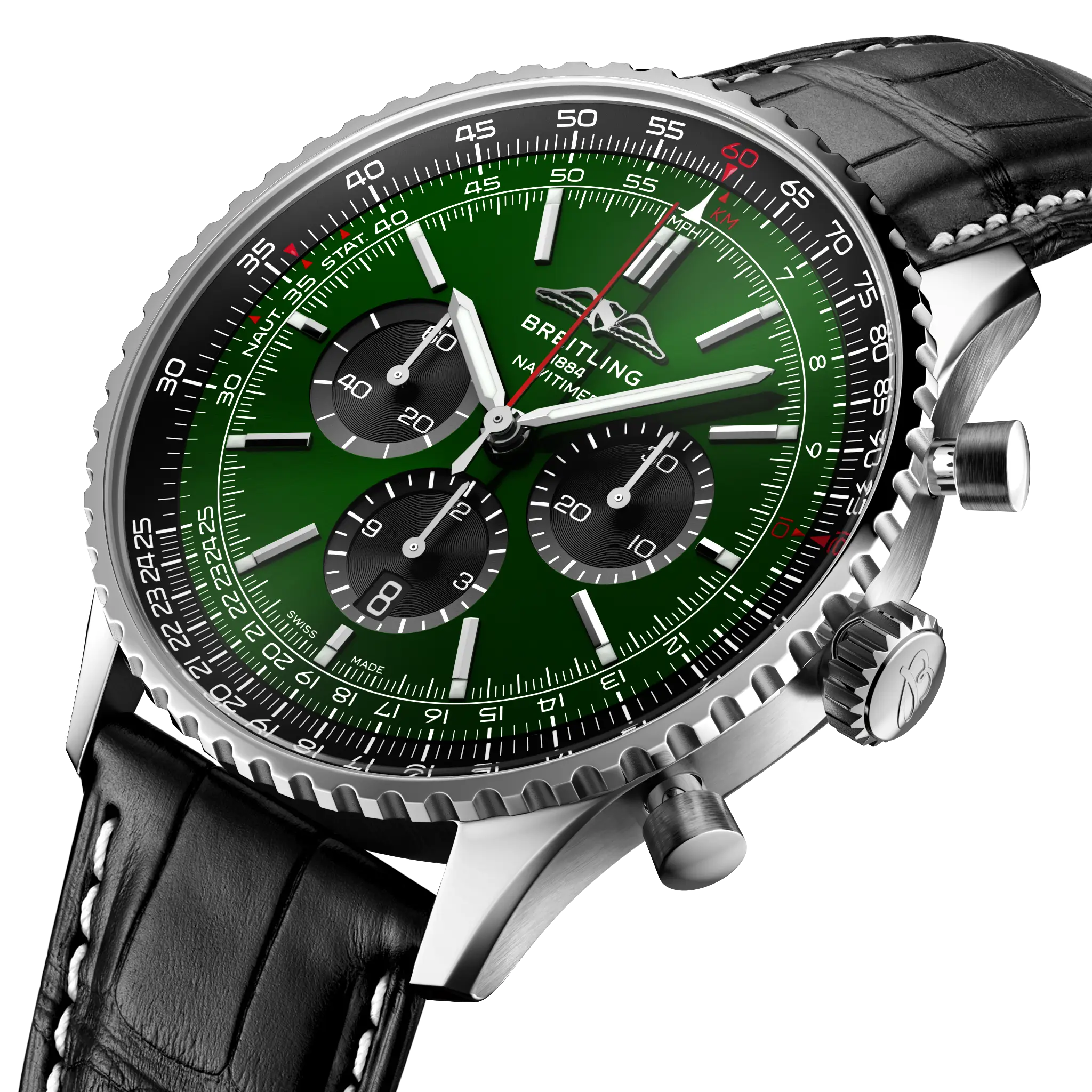 Breitling Navitimer B01 Chronograph 46, Stainless steel · 46 mm · Green AB0137241L1P1