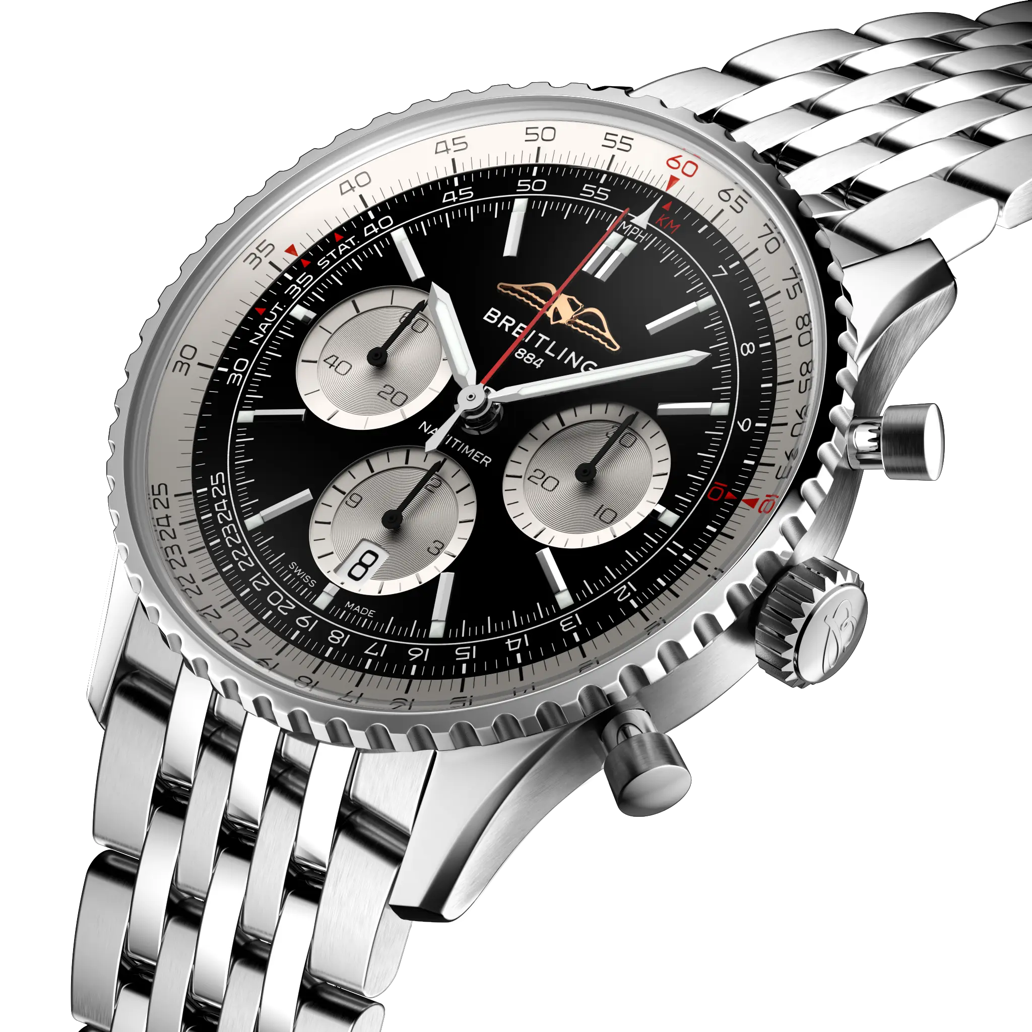 Breitling Navitimer B01 Chronograph 43, Stainless steel · 43 mm · Black AB0138211B1A1