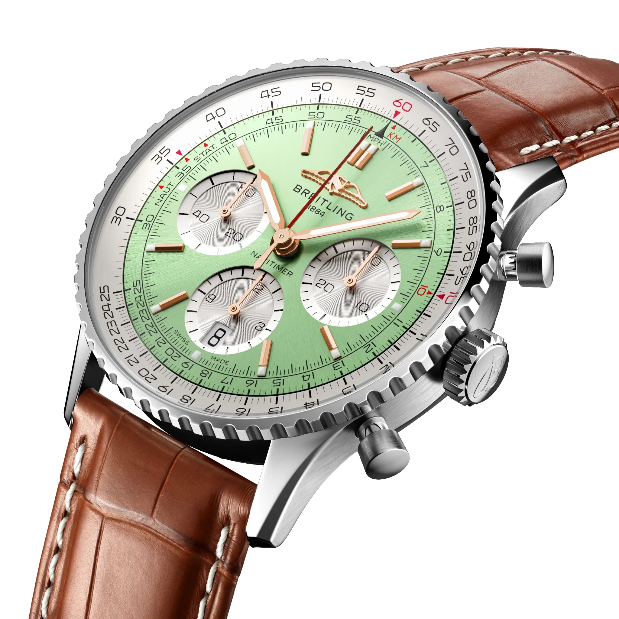 Breitling Navitimer B01 Chronograph 41, Stainless steel · 41 mm · Mint green AB0139211L1P1