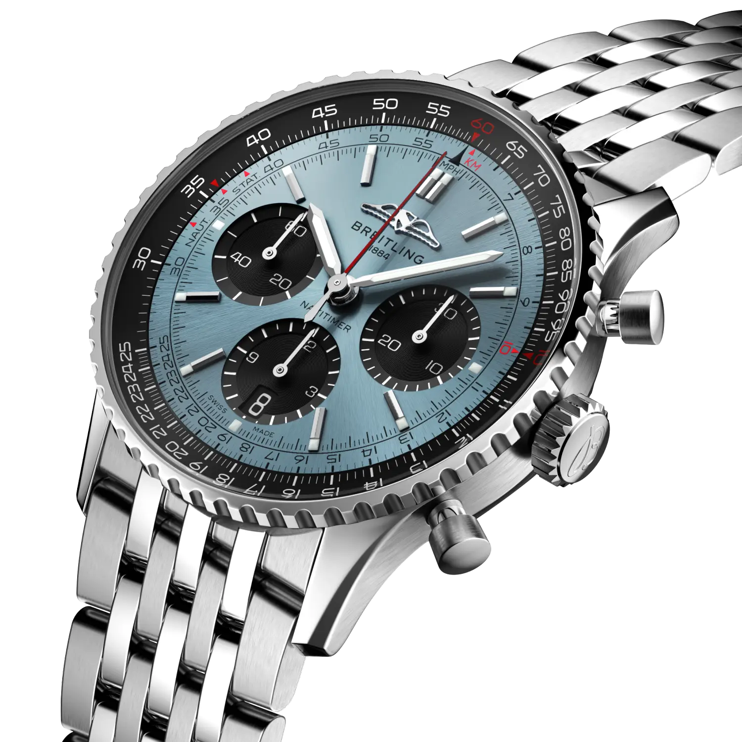 Breitling Navitimer B01 Chronograph 41, Stainless steel · 41 mm · Ice blue AB0139241C2A1
