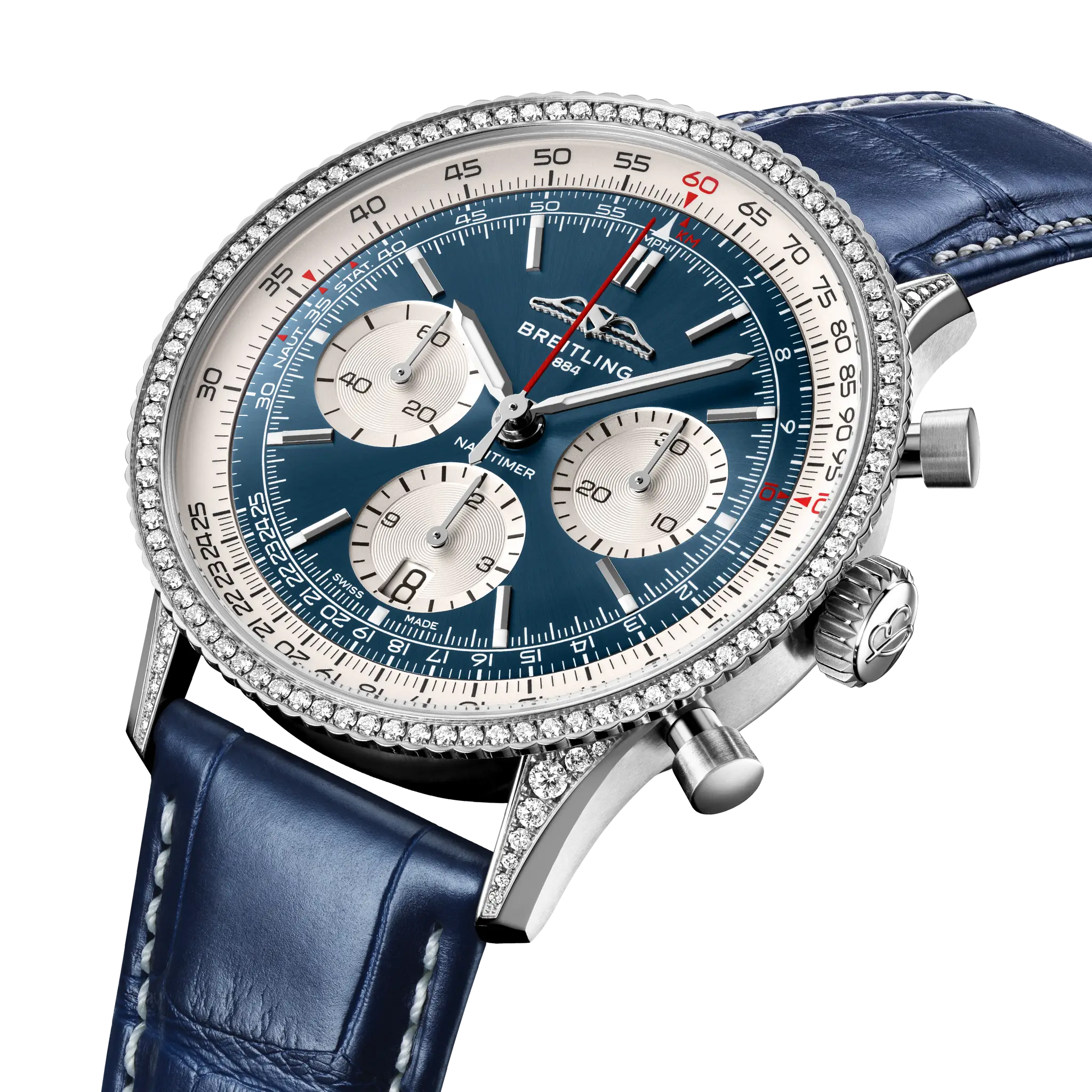 Breitling Navitimer B01 Chronograph 41, Stainless steel (gem-set) · 41 mm · Blue AB0139631C1P1