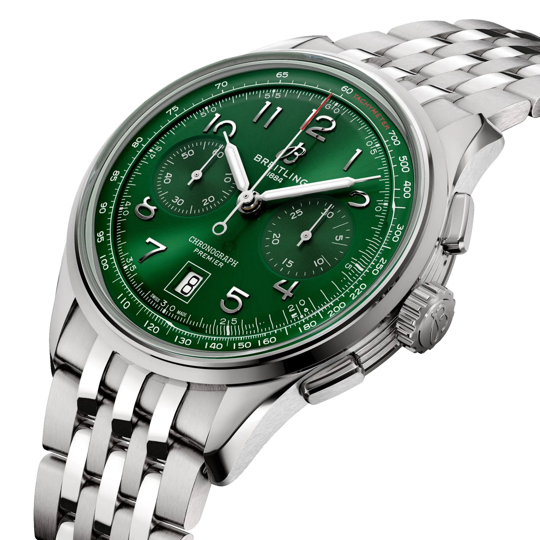 Breitling Premier B01 Chronograph 42, Stainless steel · 42 mm · Green AB0145371L1A1