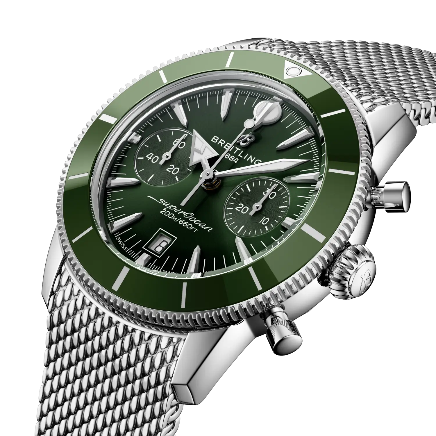 Breitling Superocean Heritage B01 Chronograph 42, Stainless steel · 42 mm · Green AB0156361L1A1