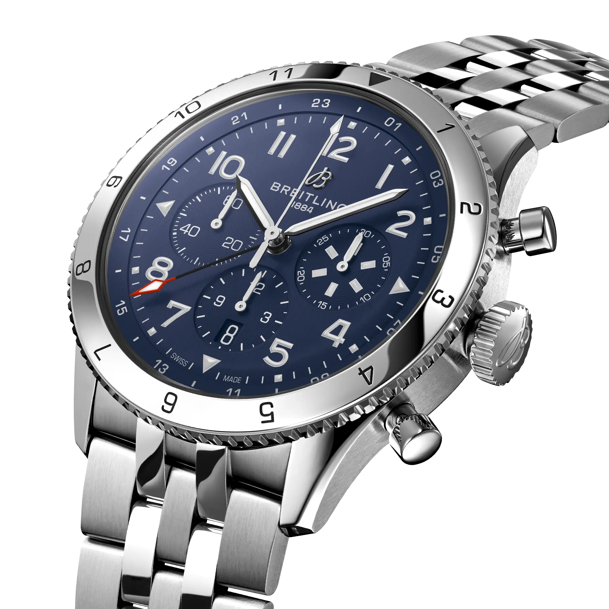 Breitling Super AVI B04 Chronograph GMT 46 Tribute to Vought F4U Corsair, Stainless steel · 46 mm · Blue AB04451A1C1A1