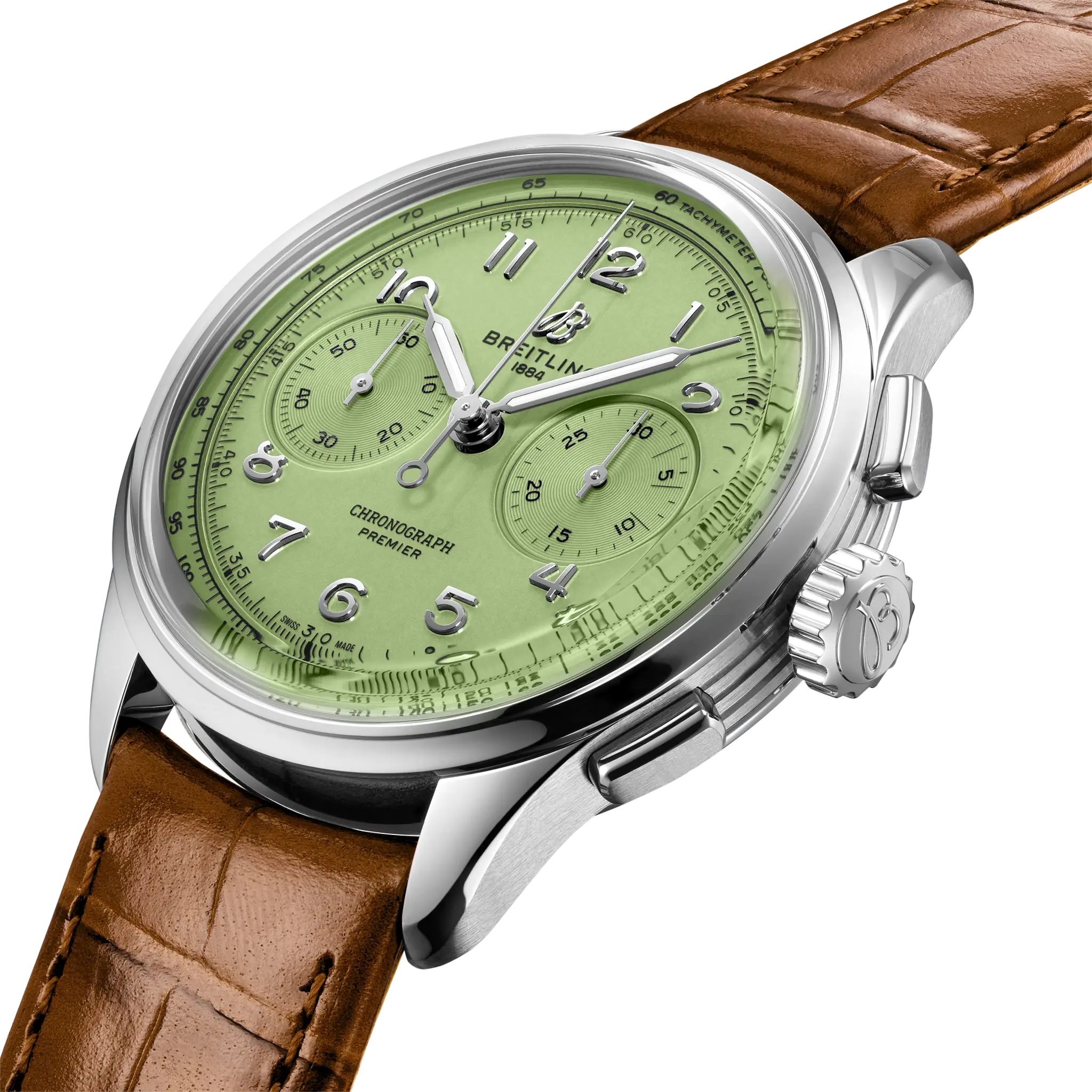 Breitling Premier B09 Chronograph 40, Stainless steel · 40 mm · Pistachio green AB0930D31L1P1