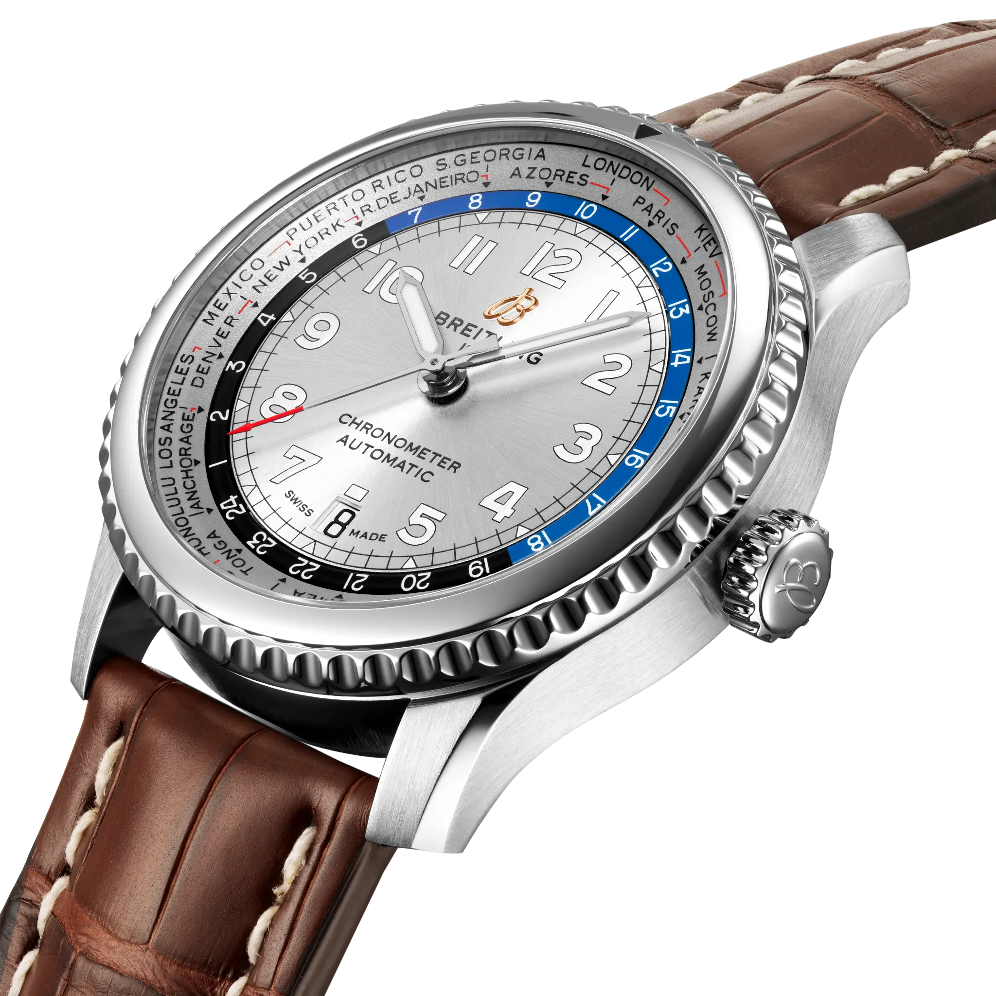 Breitling Aviator 8 B35 Automatic Unitime 43, Stainless steel · 43 mm · Silver AB3521U01G1P1