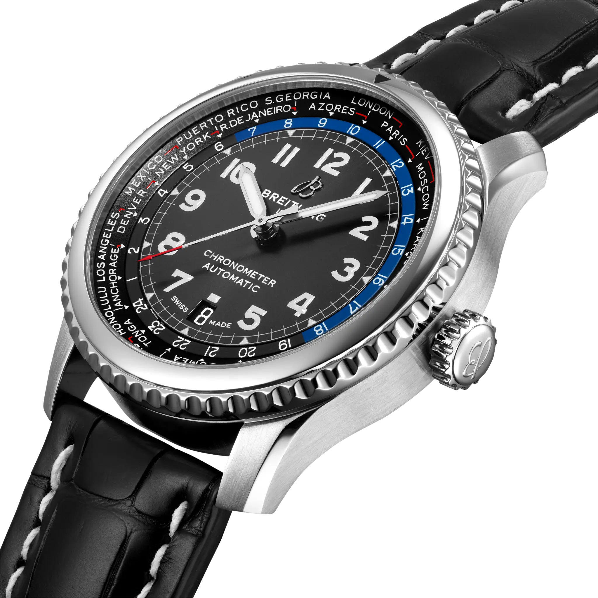 Breitling Aviator 8 B35 Automatic Unitime 43, Stainless steel · 43 mm · Black AB3521U41B1P1