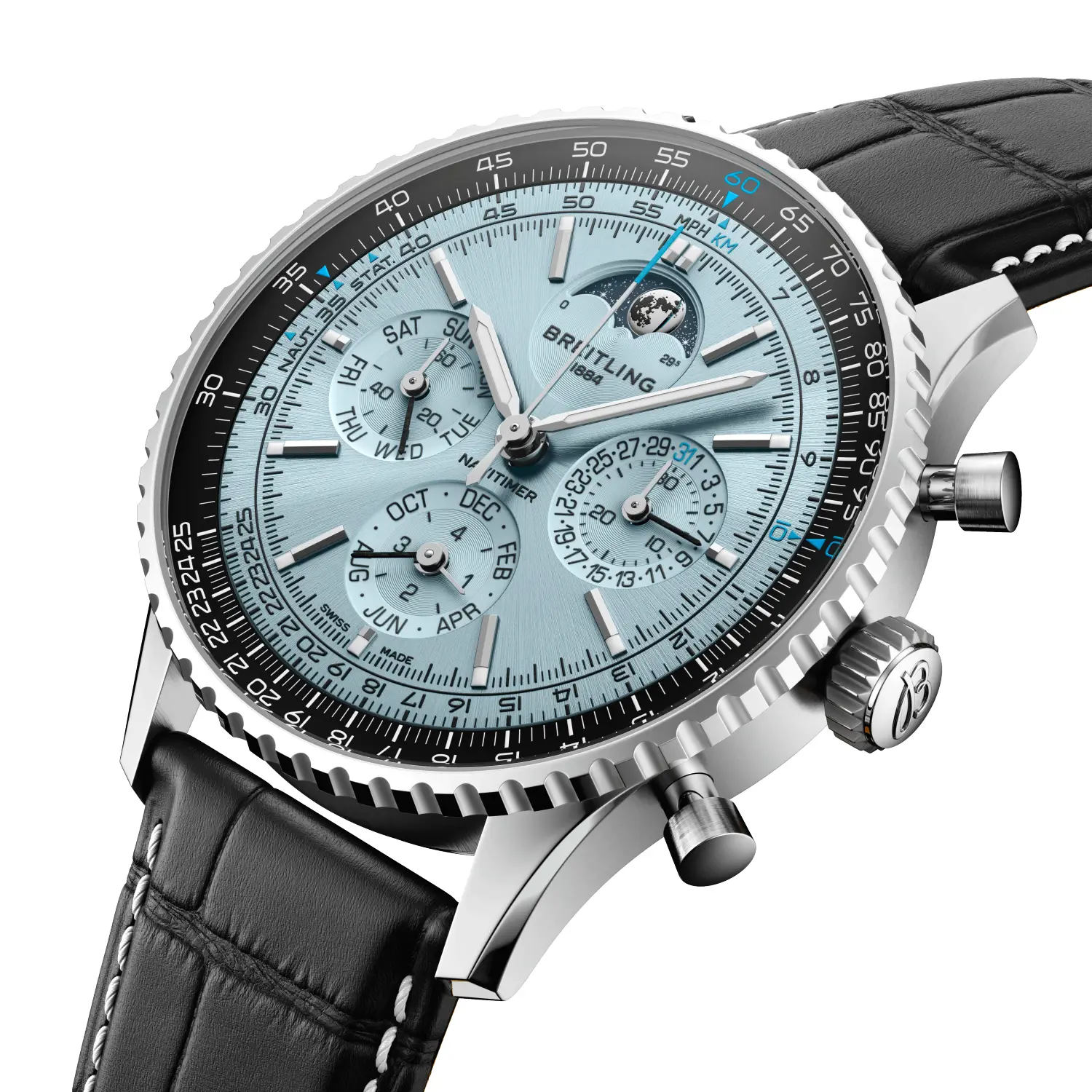 Breitling Navitimer B19 Chronograph 43 Perpetual Calendar, Stainless steel & platinum · 43 mm · Ice blue PB1920251C1P1