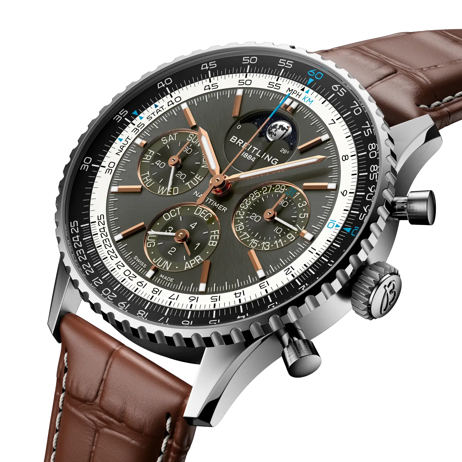 Breitling Navitimer B19 Chronograph 43 Perpetual Calendar, Stainless steel & platinum · 43 mm · Anthracite PB1921251B1P1