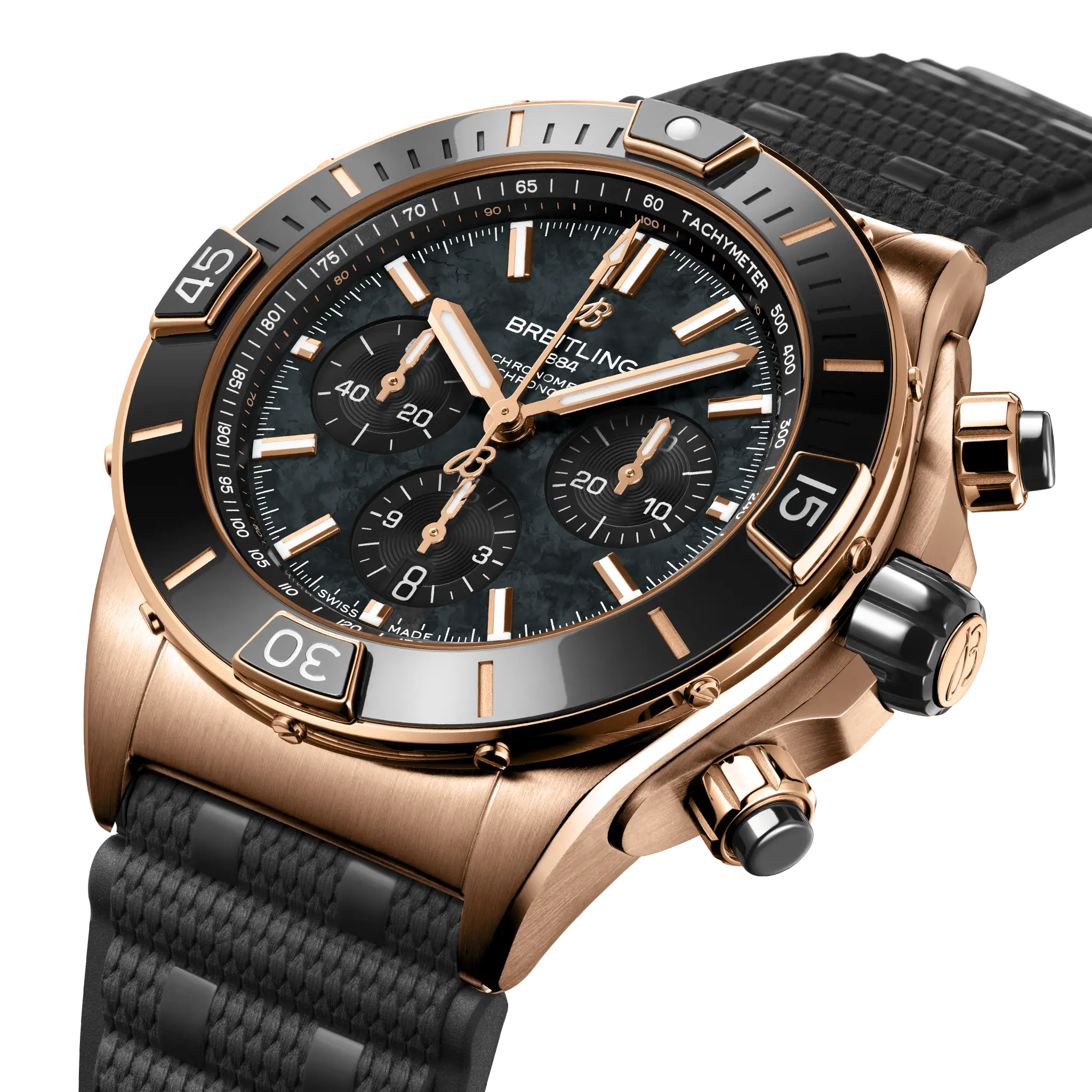 Breitling Super Chronomat B01 44, 18k red gold · 44 mm · Black mother-of-pearl RB01365A1B1S1