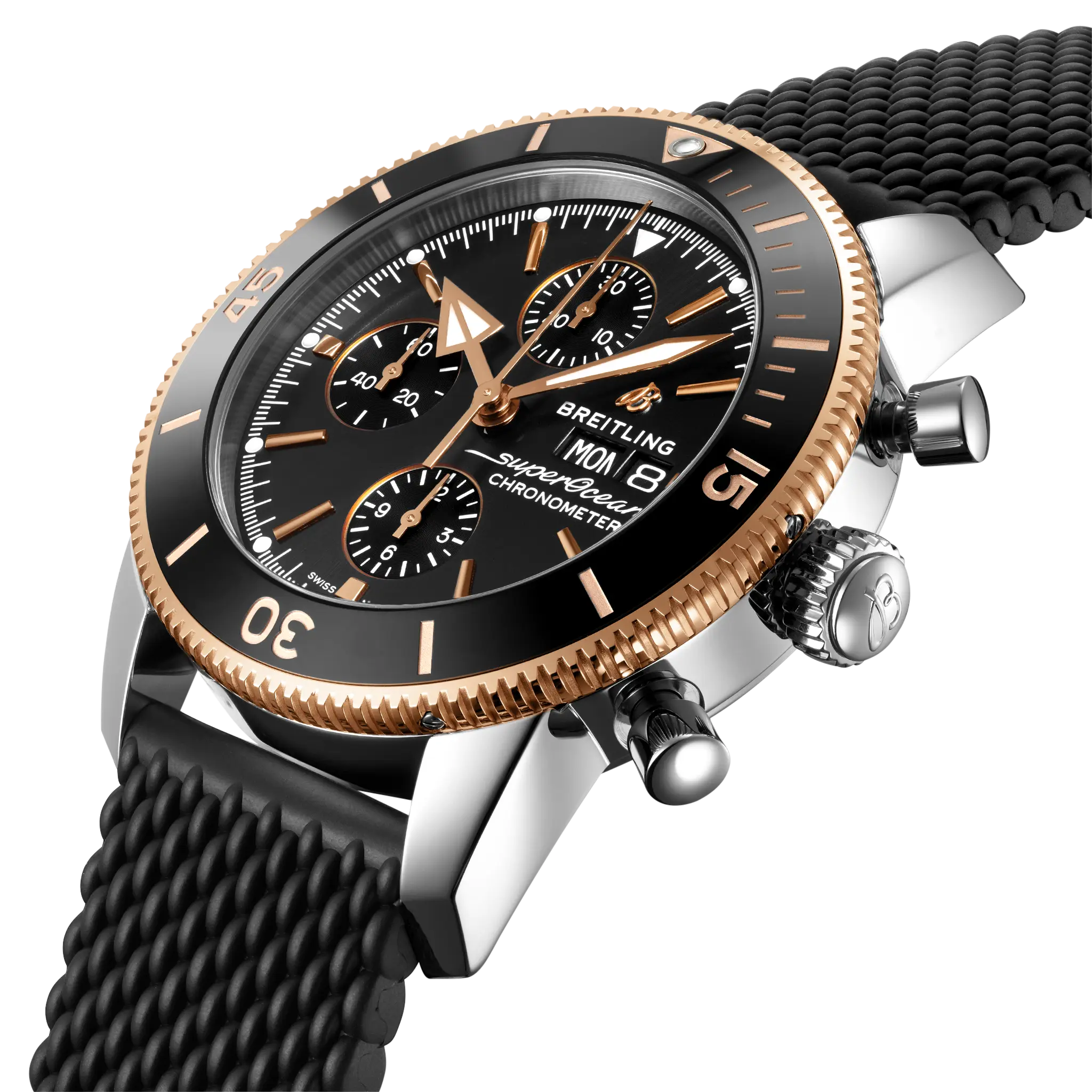 Breitling Superocean Heritage Chronograph 44, Stainless steel & 18k red gold · 44 mm · Black U13313121B1S1