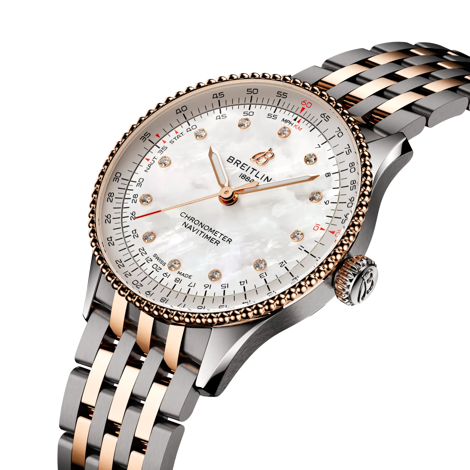 Breitling Navitimer Automatic 36, Stainless steel & 18k red gold · 36 mm · Mother-of-pearl U17327211A1U1