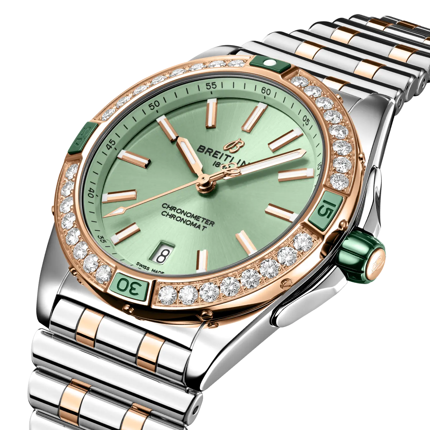 Breitling Super Chronomat Automatic 38, Stainless steel & 18k red gold · 38 mm · Green U17356531L1U1
