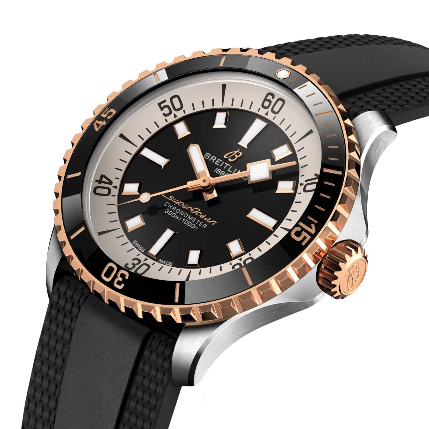 Breitling Superocean Automatic 42, Stainless steel & 18k red gold · 42 mm · Black U17375211B1S1