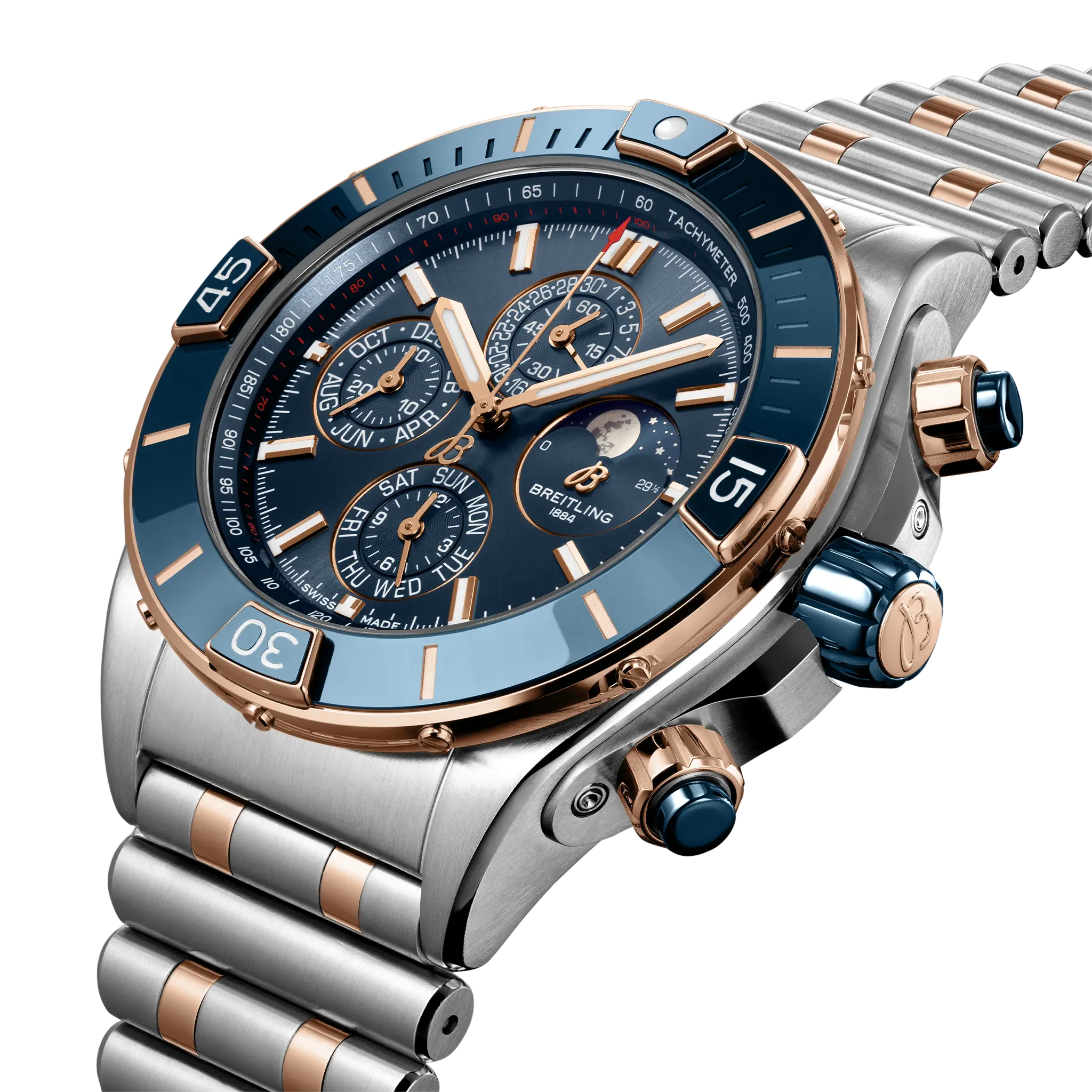 Breitling Super Chronomat 44 Four-Year Calendar, Stainless steel & 18k red gold · 44 mm · Blue U19320161C1U1