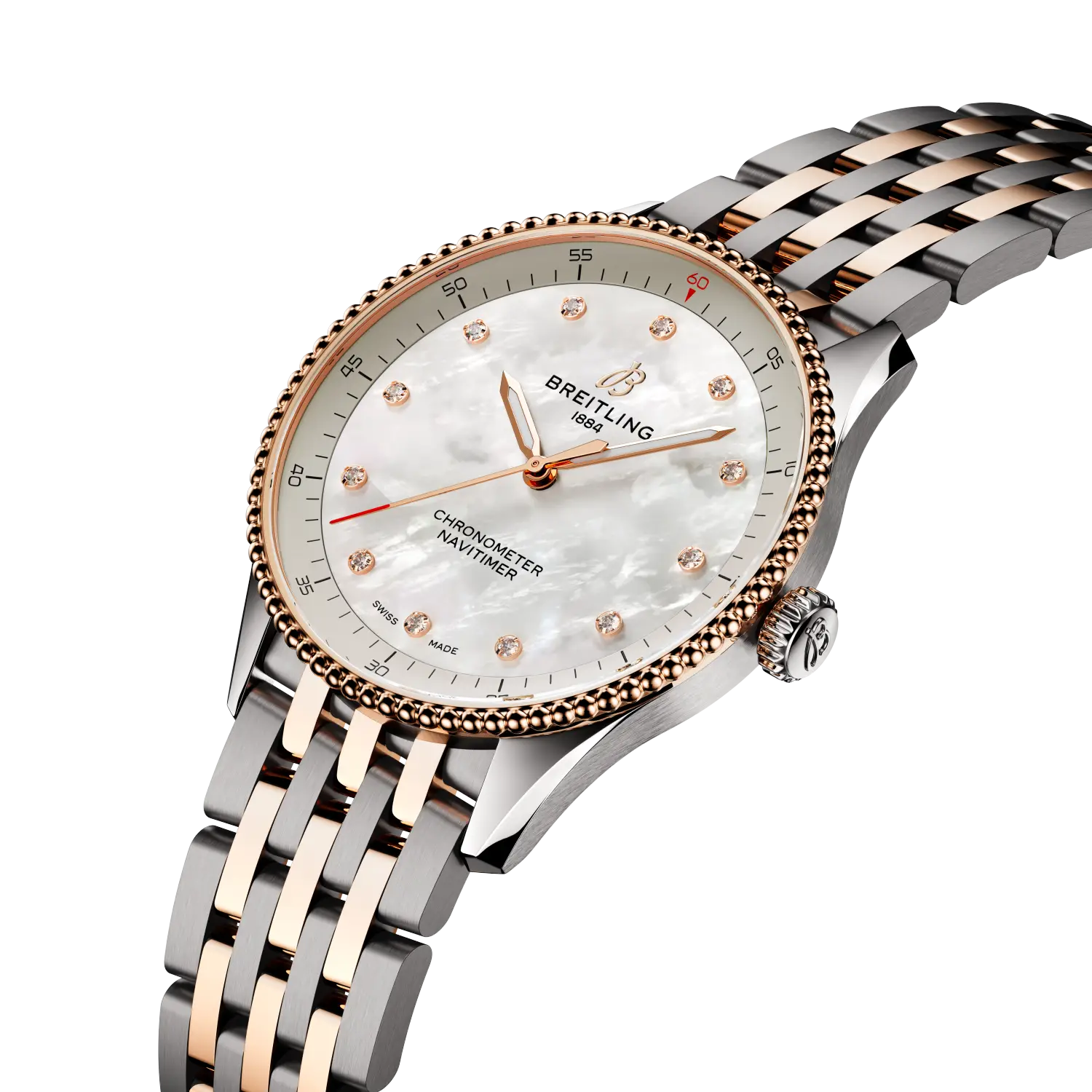 Breitling Navitimer 32, Stainless steel & 18k red gold · 32 mm · Mother-of-pearl U77320E61A1U1