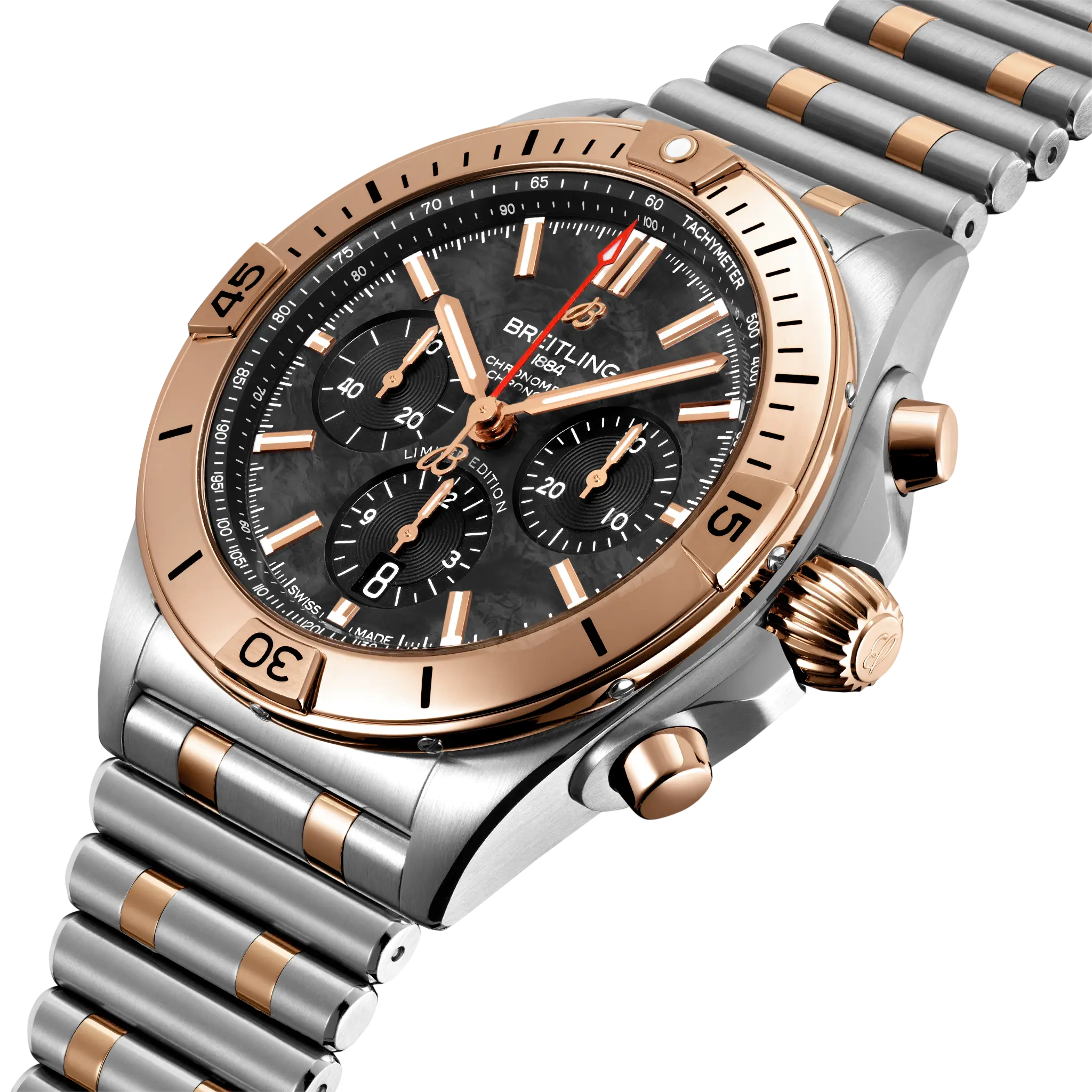 Breitling Chronomat B01 42, Stainless steel & 18k red gold · 42 mm · Black mother-of-pearl UB01341A1B1U1