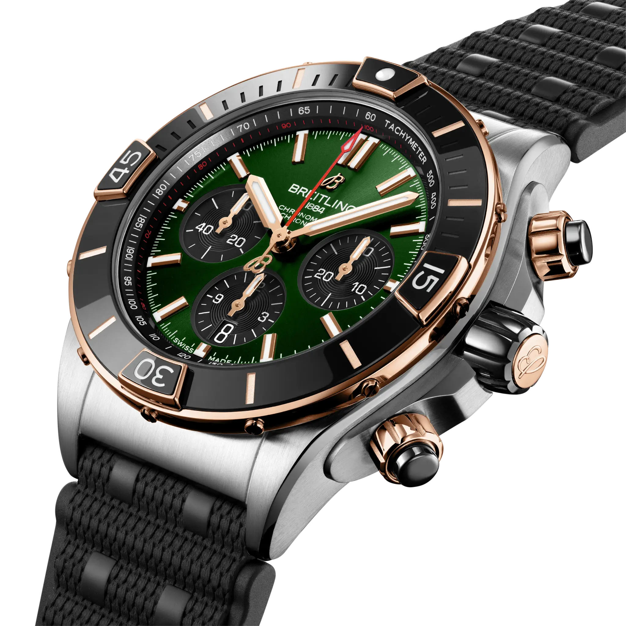 Breitling Super Chronomat B01 44, Stainless steel & 18k red gold · 44 mm · Green UB0136251L1S1