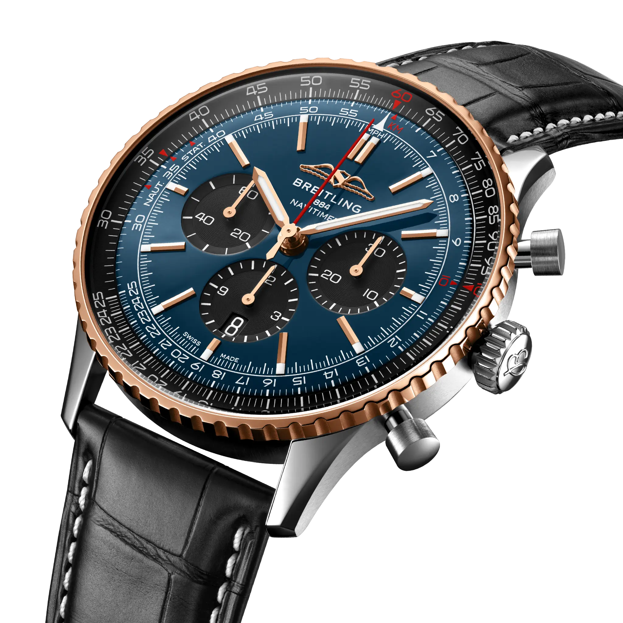 Breitling Navitimer B01 Chronograph 46, Stainless steel & 18k red gold · 46 mm · Blue UB01372A1C1P1
