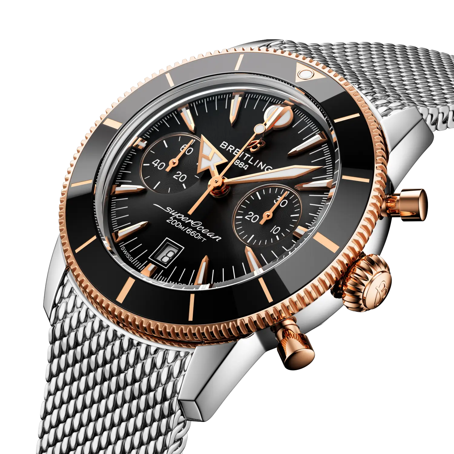 Breitling Superocean Heritage B01 Chronograph 42, Stainless steel & 18k red gold · 42 mm · Black UB0156H11B1A1