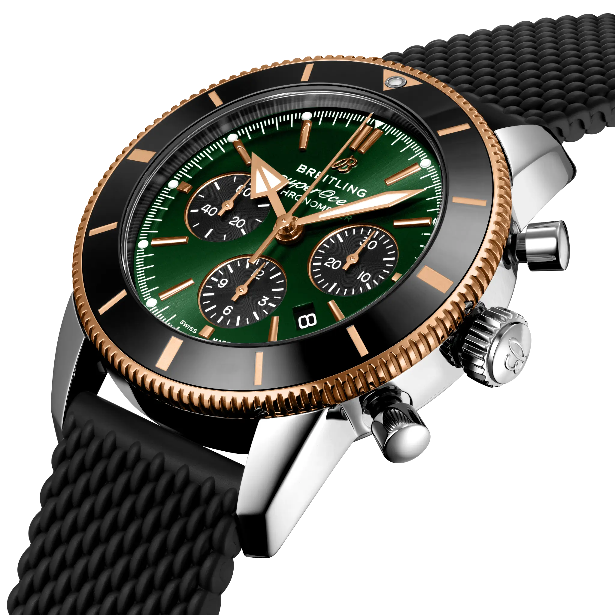Breitling Superocean Heritage B01 Chronograph 44 Limited Edition, Stainless steel & 18k red gold · 44 mm · Green UB01622A1L1S1