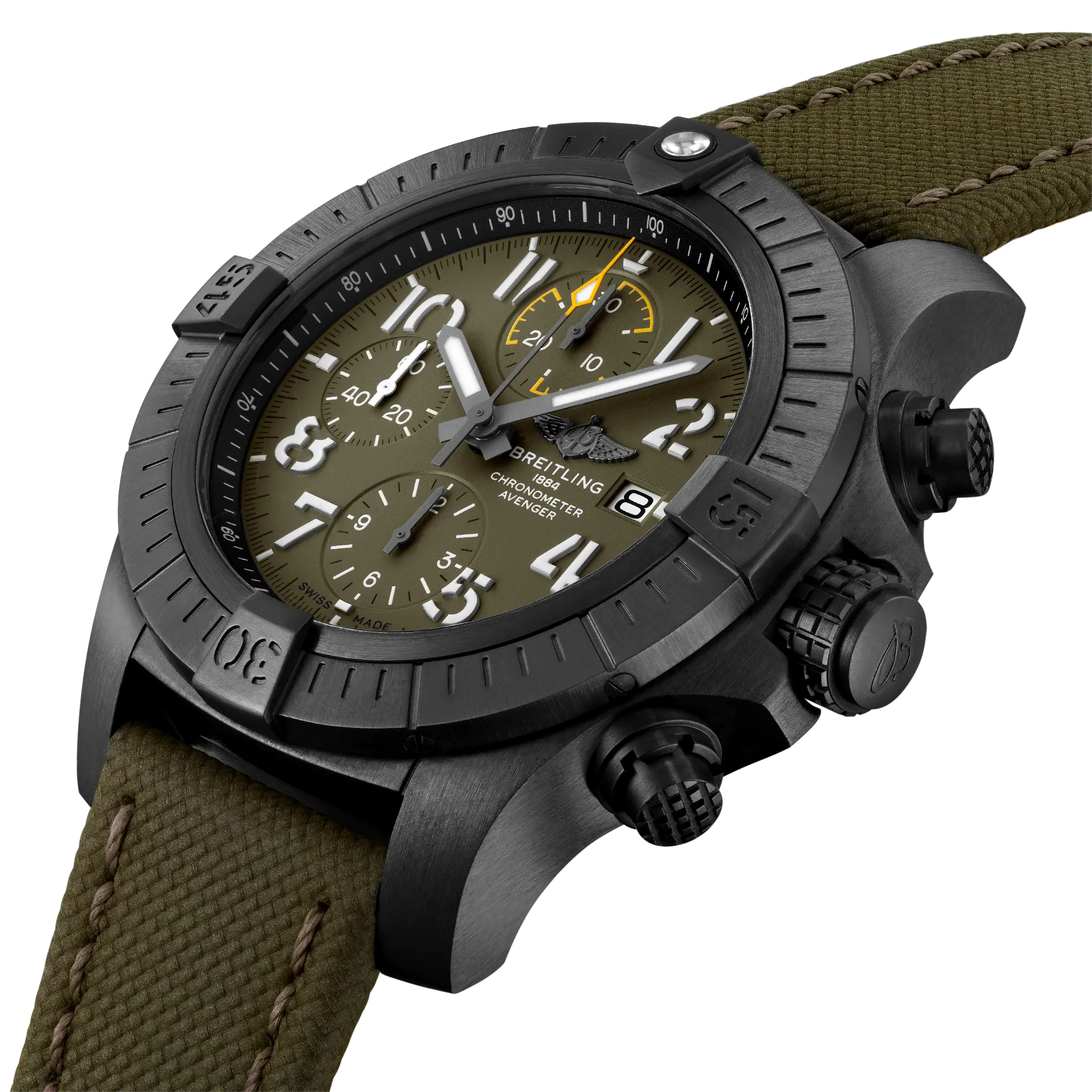 Breitling Avenger Chronograph 45 Night Mission, DLC-coated titanium · 45 mm · Green V13317101L1X2