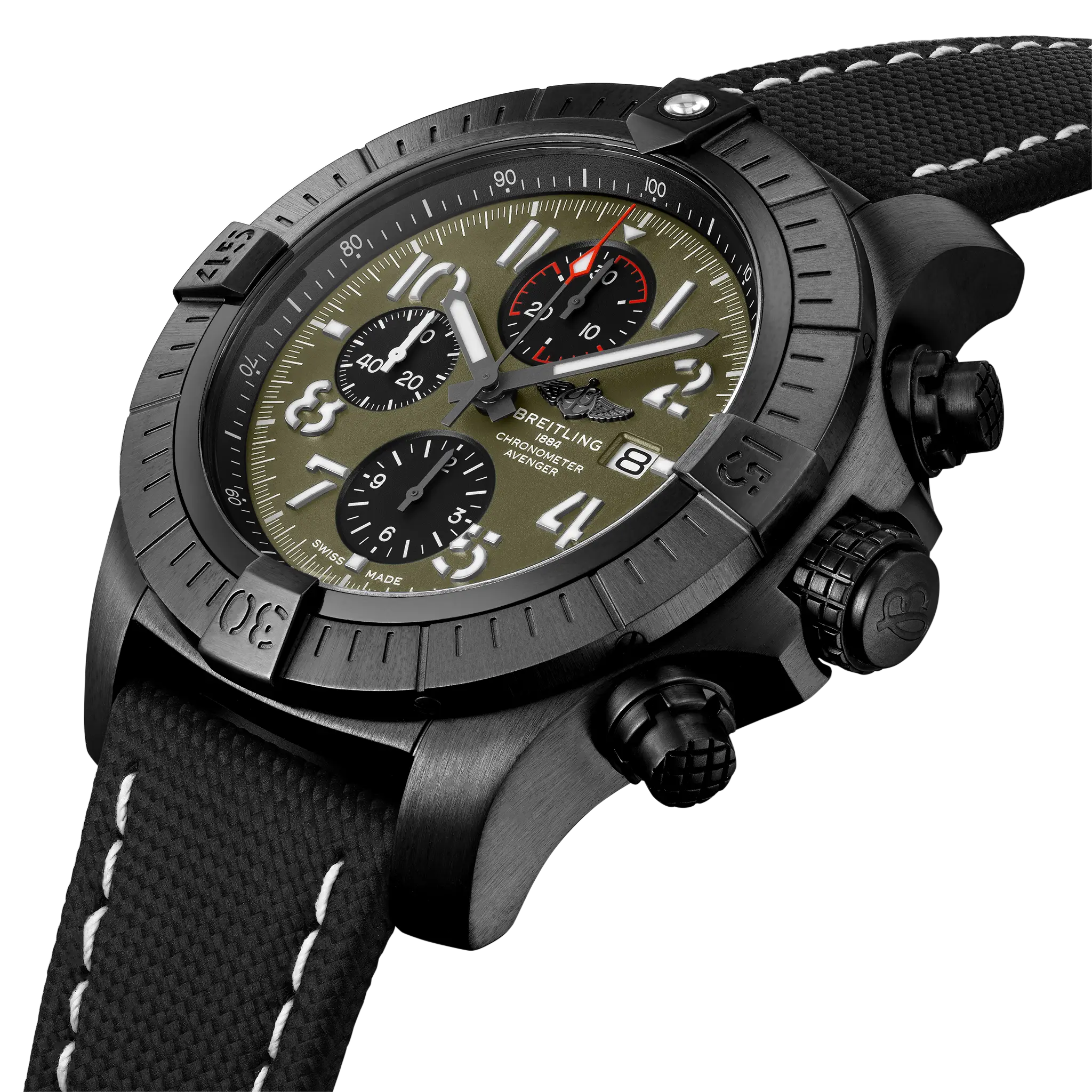 Breitling Super Avenger Chronograph 48, DLC-coated titanium · 48 mm · Green V133751A1L1X1