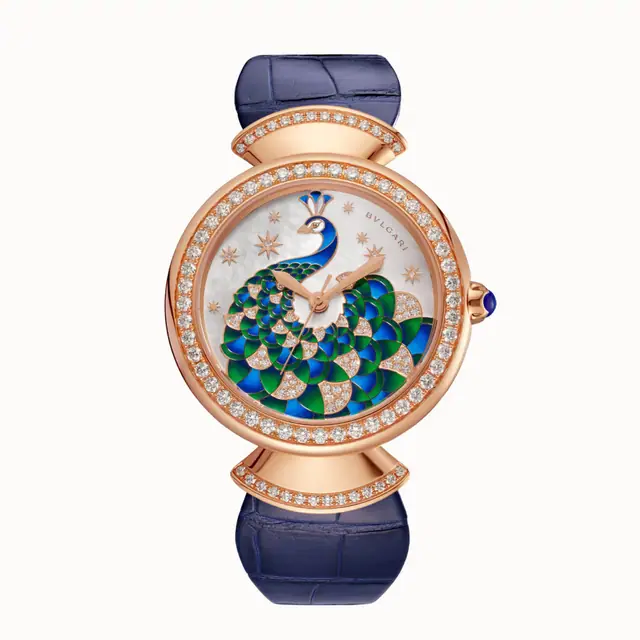 Bulgari Divas' Dream Watch Rose Gold Blue, Green, White with Diamonds 102741