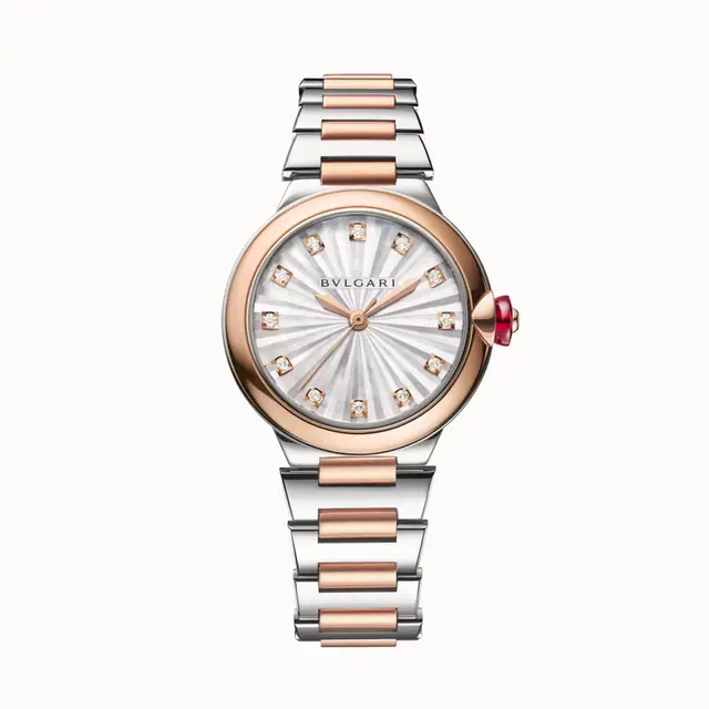 Bulgari Lvcea Watch Rose Gold and Steel White Diamonds, Lvcea 103730