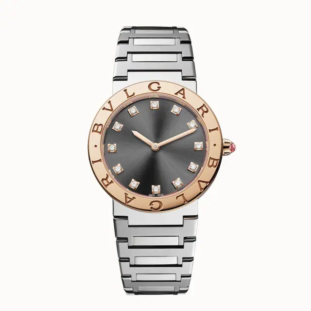 Bulgari Bvlgari Bvlgari Watch Steel and Gold Silver Pink with Diamonds 103757
