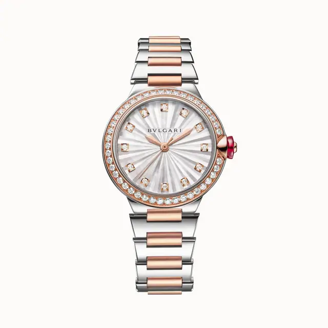 Bulgari Lvcea Watch Rose Gold and Steel with Diamonds 103825