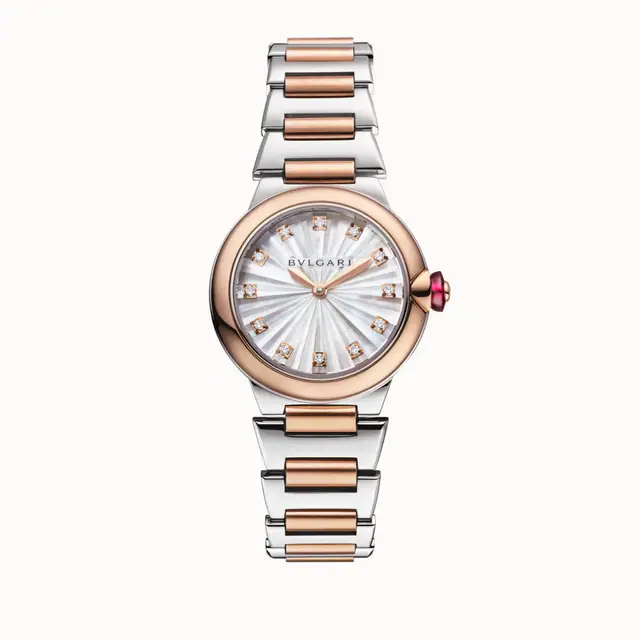 Bulgari Lvcea Watch Rose Gold and Steel White Diamonds, Lvcea 103878