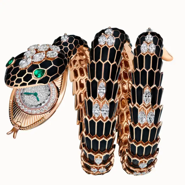 Bulgari Serpenti Secret Watch in Rose Gold with Emeralds and Diamonds 103884