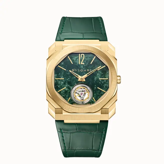 Bulgari Octo Finissimo Watch Yellow Gold with Green Marble 104171