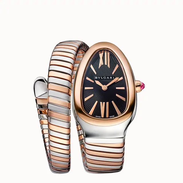 Bulgari Serpenti Tubogas Watch Rose Gold and Steel Black Dial SERPENTI-TUBOGAS-1T-BLACKDIAL