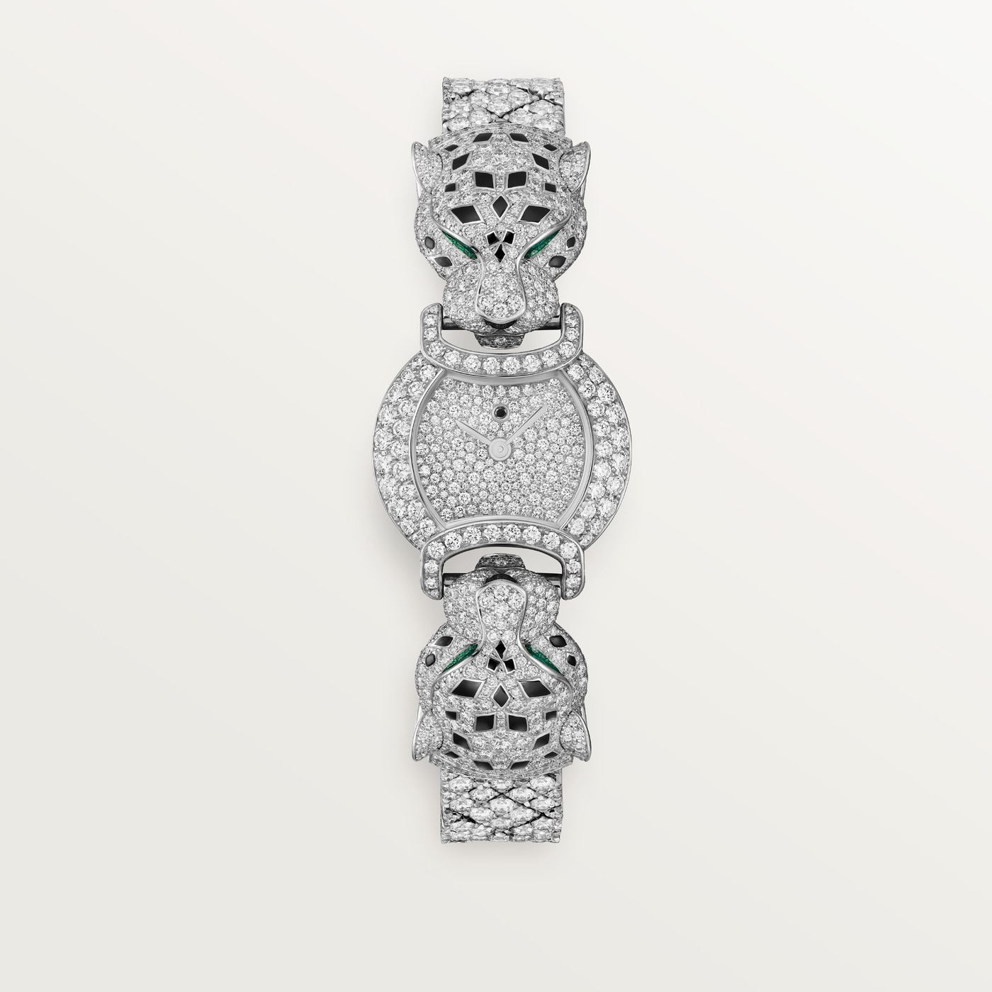 La Panthère de Cartier, Quartz movement, rhodium-finish white gold, emeralds, lacquer, diamonds HPI01443