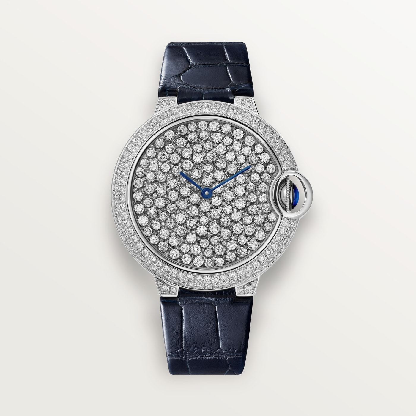 Ballon Bleu de Cartier, 37 mm, automatic mechanical movement, white gold, diamonds, alligator-skin strap HPI01515