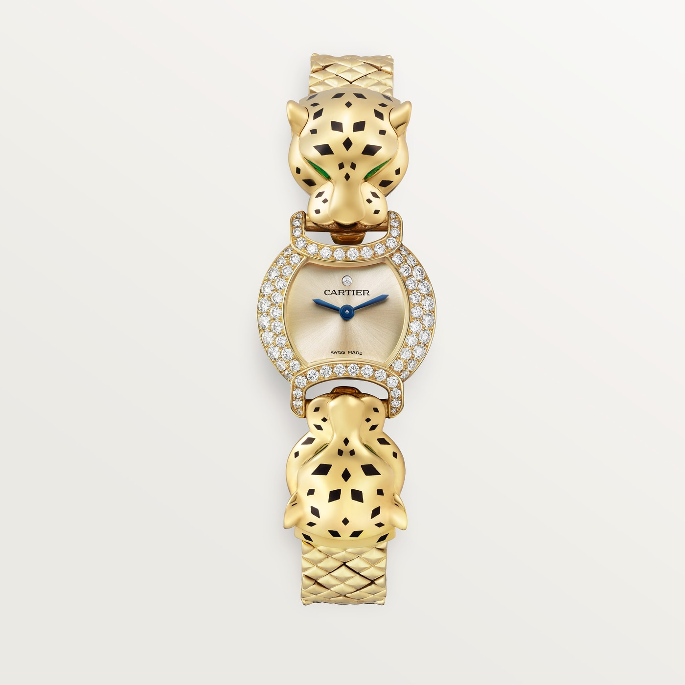 La Panthère de Cartier, Quartz movement, yellow gold, tsavorites, lacquer, diamonds HPI01731